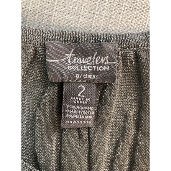 Chico’s Travelers Size 2 (L) Gray Metallic Zebra Cheetah Print Sheer Mini Dress - Picture 9 of 14